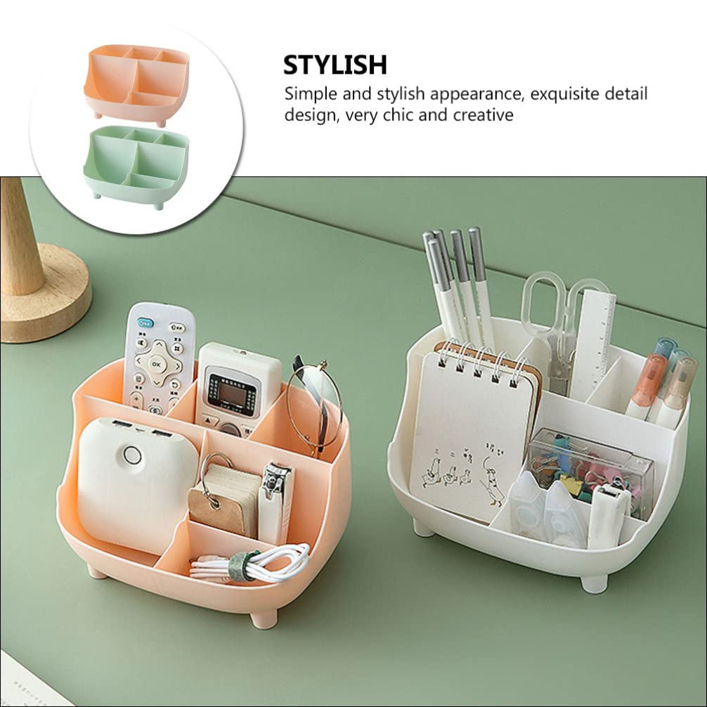 Beaupretty 2-Piece Plastic Cosmetic Storage Box Set - Makeup Organizer, Bathroom Toothbrush Holder & Desk Tray for Cellphone - Multifunctional PP Storage Bin for Home, Office, and Travel Organization
