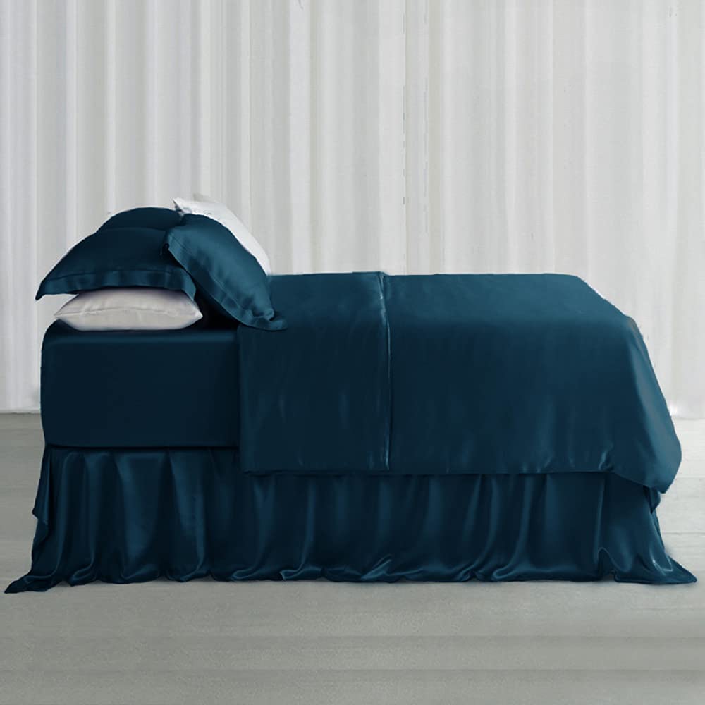 Orose Premium 25 Momme 100% Mulberry Silk Sheets Set - 6A Grade Luxury Deep Pocket Bedding for California King Size (Peacock Blue) | Soft & Breathable for All-Season Comfort, Perfect for Hot Sleepers & Sensitive Skin