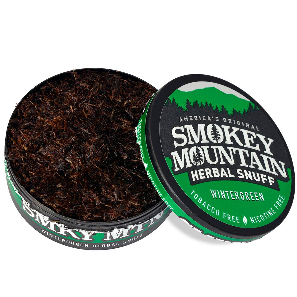 Smokey Mountain Herbal Long Cut Wintergreen - Tobacco Free & Nicotine Free Snuff Alternative - 1 Can (10.6oz) - Perfect for Quitting Tobacco or Enjoying a Smoke-Free Experience at Work, Outdoors & Social Gatherings