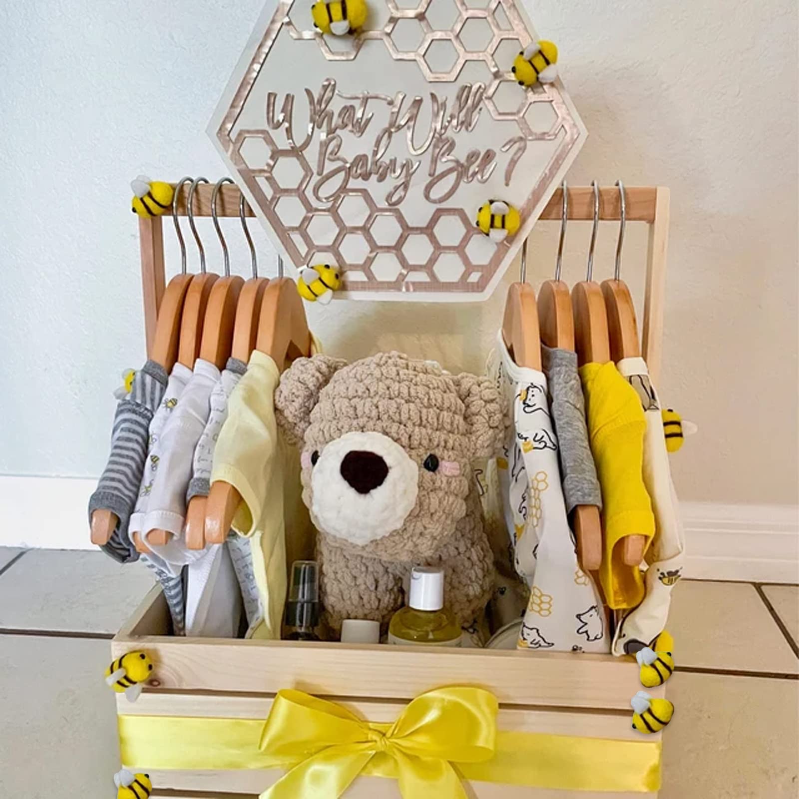 Wooden Baby Shower Gift Crate with Handle - Large Storage Basket for Newborn Boys & Girls - Perfect Baby Shower, Pregnancy & Welcome Gifts for New Parents - Nursery Organization & Home Decor