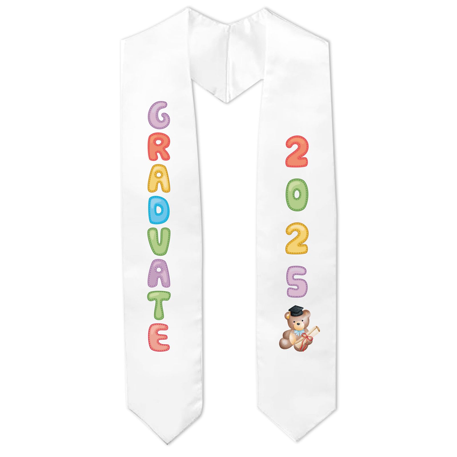 2025 Kindergarten Graduation Sash - White Preschool Graduation Stole for Class of 2025, Party Favors & Ceremony Decorations - Perfect for Preschool Graduation Parties, Photo Props & School Celebrations