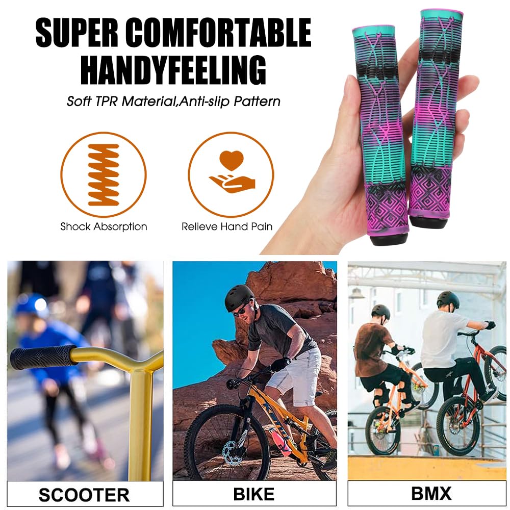 Premium Scooter Grips - 160mm Soft Handlebar Grips for Pro Stunt Kick Scooters, BMX & Mountain Bikes | Non-Slip Comfort Grip for Extreme Riding & Urban Commuting