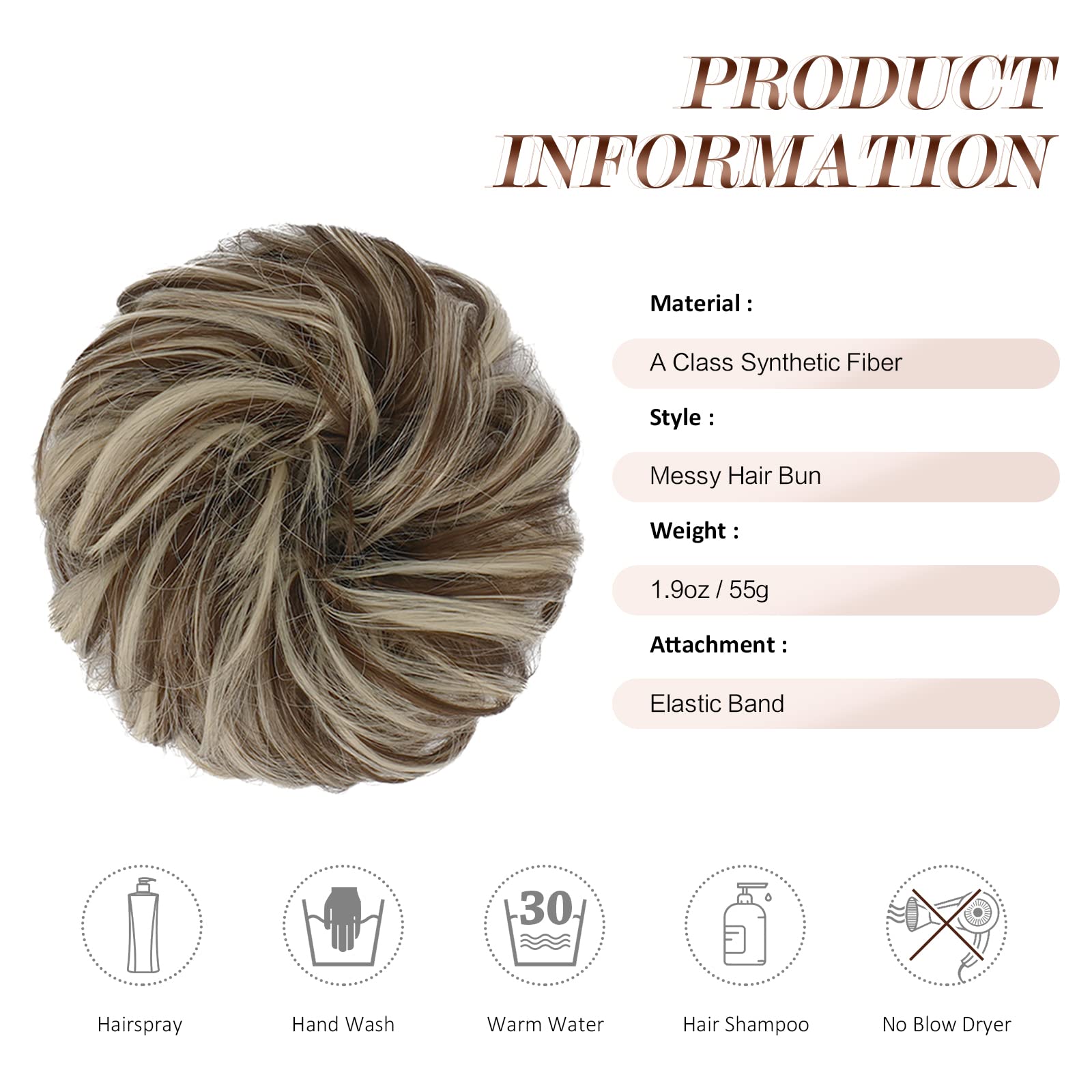 Large Curly Hair Bun Scrunchie Extension - Perfect for Ponytails, Updos & Everyday Hairstyles