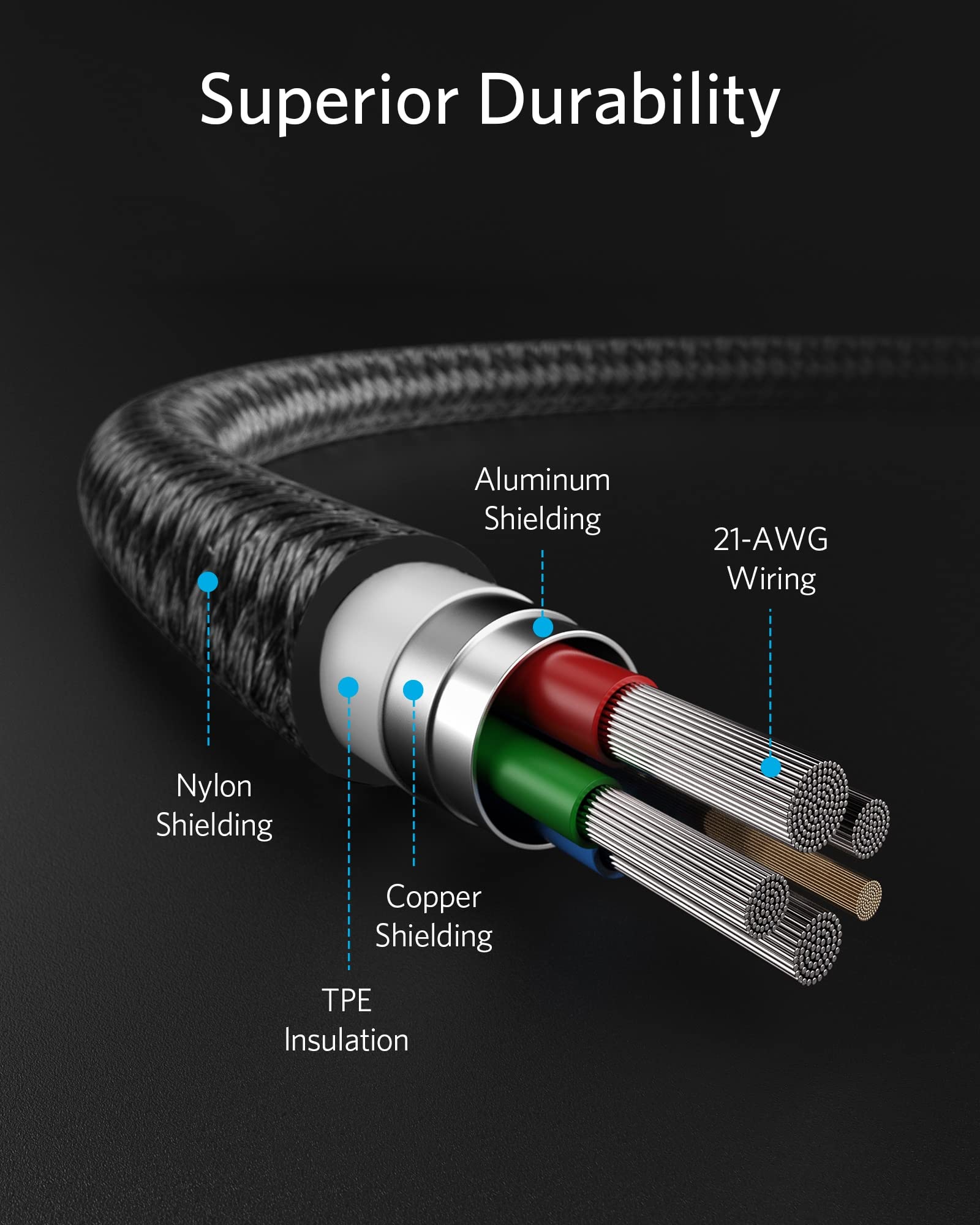 Anker MFi Certified Nylon USB C to Lightning Cable 10FT for iPhone 14/13/12/11/X/8 - Fast Charging & Data Sync - Durable Black Cable for Home, Office & Travel