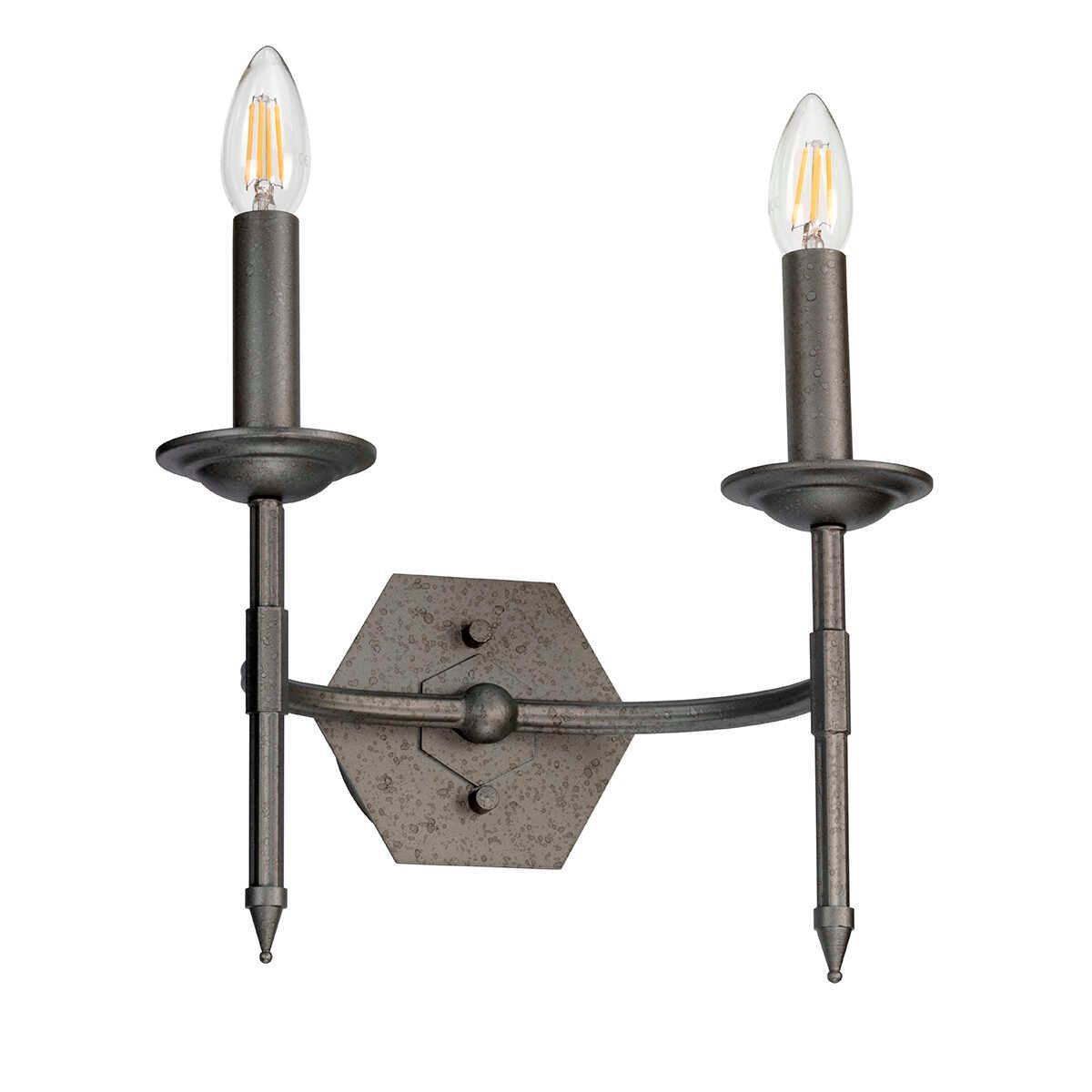 Elstead Lighting Crown 2-Light Iron Gate Wall Sconce - Vintage Outdoor Wall Light for Garden, Patio, and Entryway