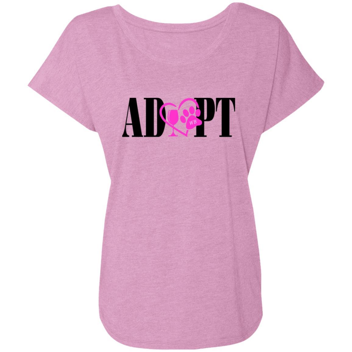 WineyBitches.Co Women's Triblend Dolman Sleeve T-Shirt - Pink Heart with Black Lettering - Soft Comfort Fit for Casual Wear, Girls Night Out & Lounge