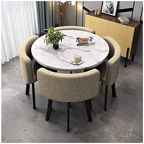 Stylish Marble Dining Table and Chair Set - 4-Piece Modern Kitchen & Living Room Furniture for Small Spaces | Perfect for Balcony, Breakfast Nook & Compact Apartments