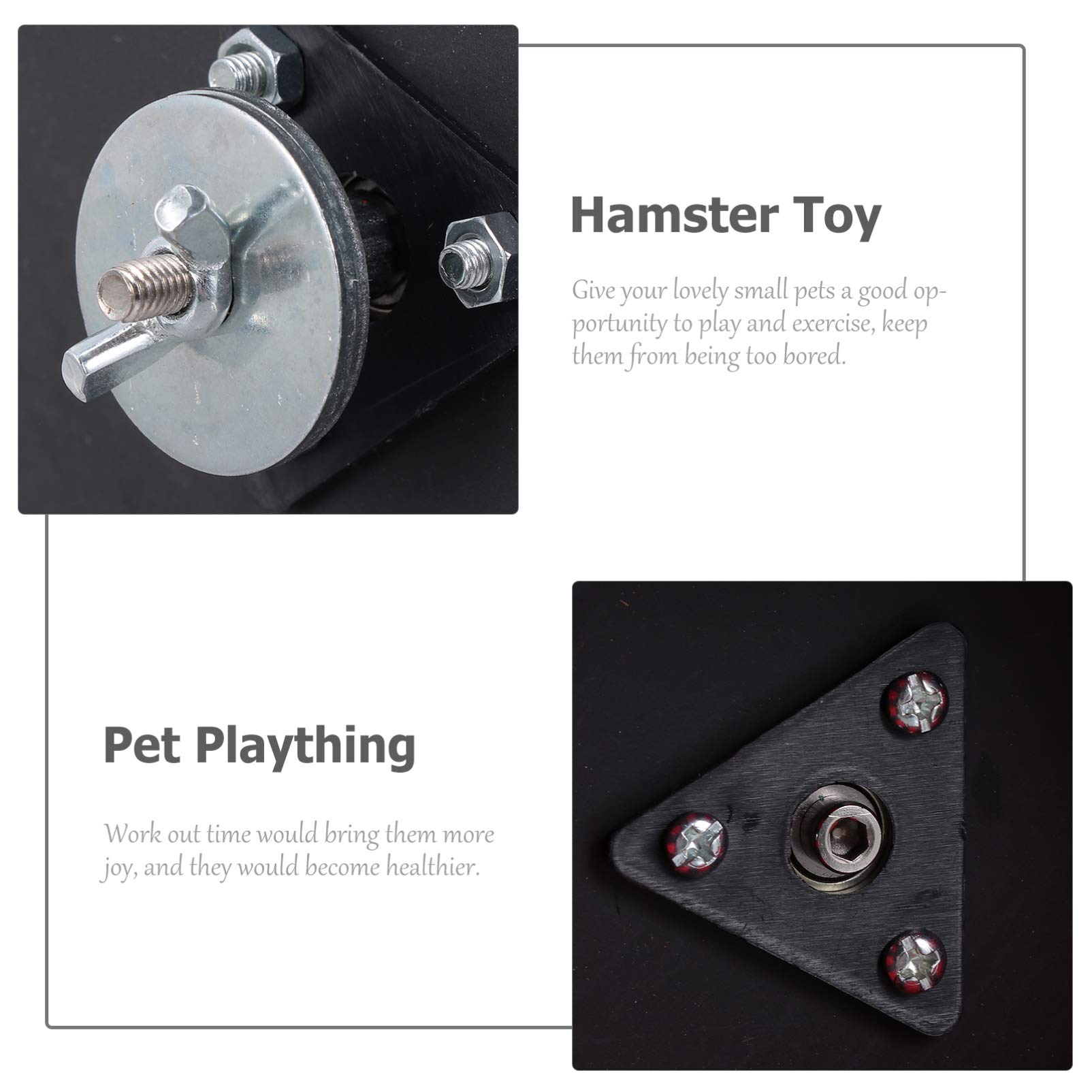Balacoo Wooden Hamster Exercise Wheel - Silent Small Pet Running Wheel for Rats, Chinchillas, Gerbils - Cage Accessory for Squirrels, Rabbits & Small Animals (Black/Red) - Perfect for Play & Exercise in Pet Cages