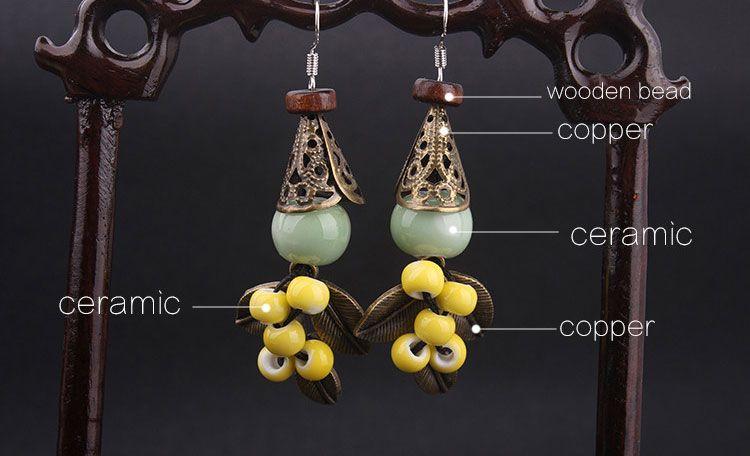 Exquisite Oriental Style Yellow Dangle Earrings for Women - Elegant Boho Chic Jewelry for Parties, Weddings & Special Occasions