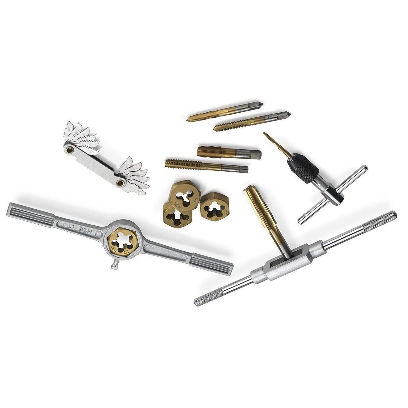 40-Piece Heavy Duty Titanium Coated Metric Tap and Die Set - Durable Thread Cutting Tools for Metalworking, Automotive, and DIY Projects