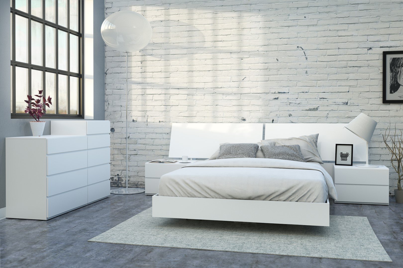 Nexera 400663 6-Piece Queen Bedroom Set - White Bed Frame with Headboard, Nightstands & Dresser | Modern Bedroom Furniture for Home & Apartment Decor