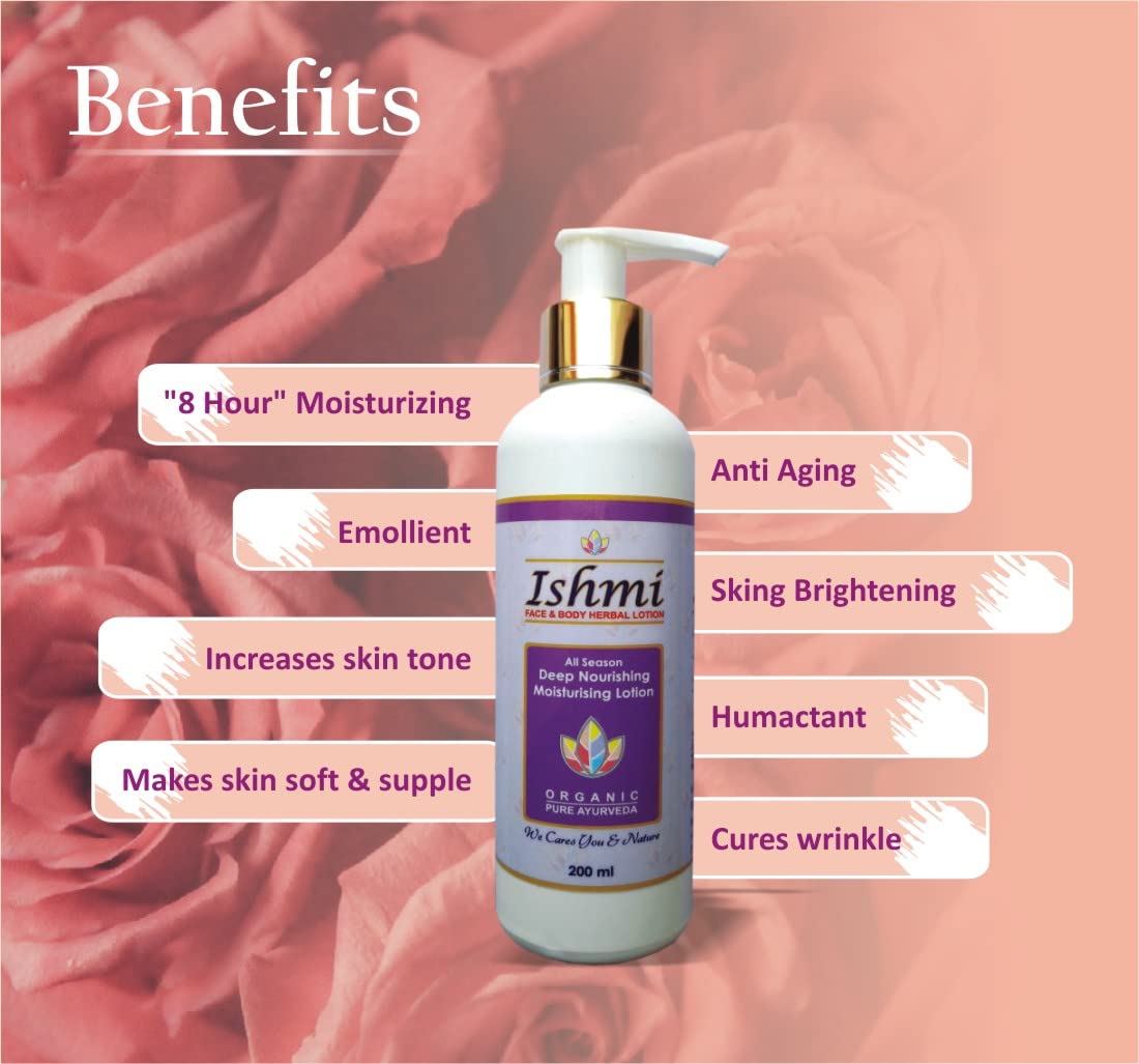 Ishmi ULTRA RICH Face & Body Lotion 200ml - Deep Moisturizing Herbal Lotion with Manjistha, Arjun & Sesame Oil | Repairs Skin Barrier for Dry Skin | Paraben, PEG & Silicon Free | Perfect for Daily Hydration & Nighttime Skin Repair