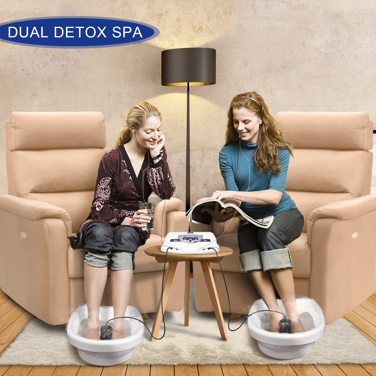 Dual Ionic Detox Foot Spa Machine - Professional Ion Detoxification Foot Cleanse with MP3 Player for Relaxation & Detox Therapy at Home