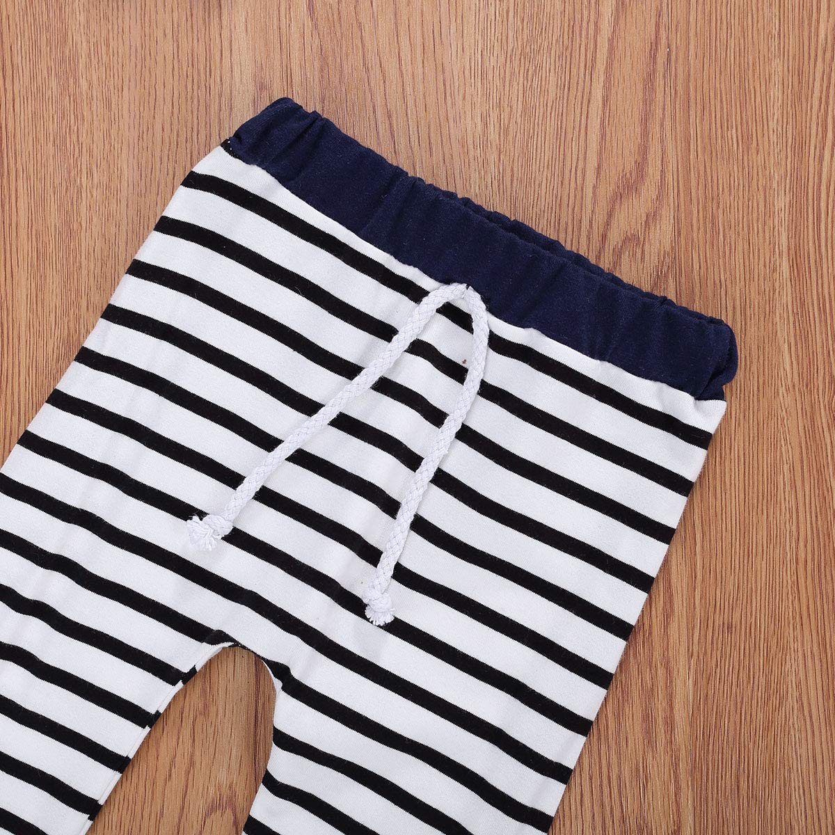 Baby Boy Girl Fall Clothes Set - 2Pcs Long Sleeve Pullover Sweatshirt & Striped Pants Outfit (6-12 Months, Dark Blue) | Newborn Infant Cozy Autumn Wear for Playdates & Family Photos