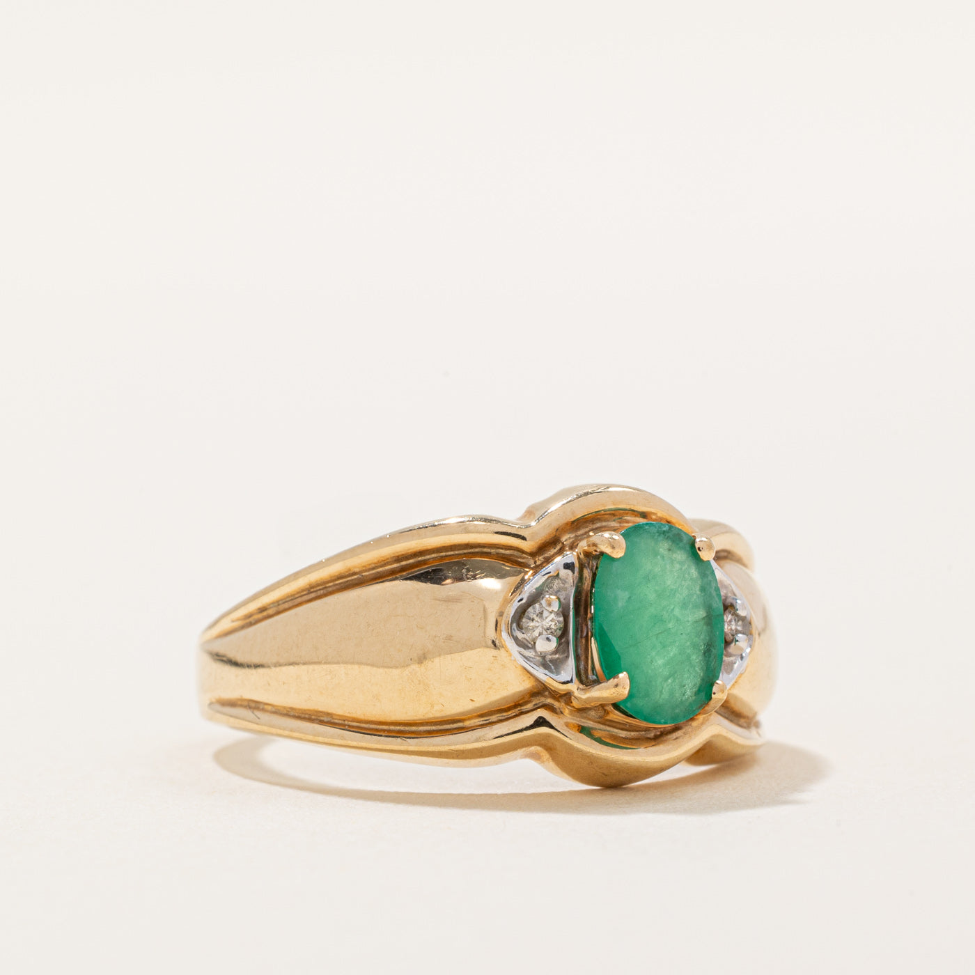 Emerald & Diamond Ring - 0.60ct Emerald & 0.02ctw Diamond Engagement Ring, Size 7.5, 14K Gold Wedding Band for Women, Perfect for Proposals, Anniversaries & Special Occasions