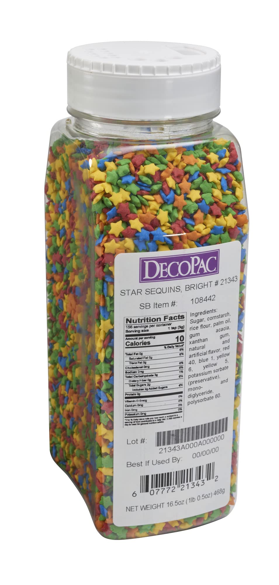 DECOPAC Quins Fancy Sprinkles - 19.5oz Edible Star Sequins Confetti for Baking | Perfect for Cakes, Cupcakes, Cookies, Donuts & Dessert Decorations | Party, Birthday, Wedding Celebration Baking Supplies