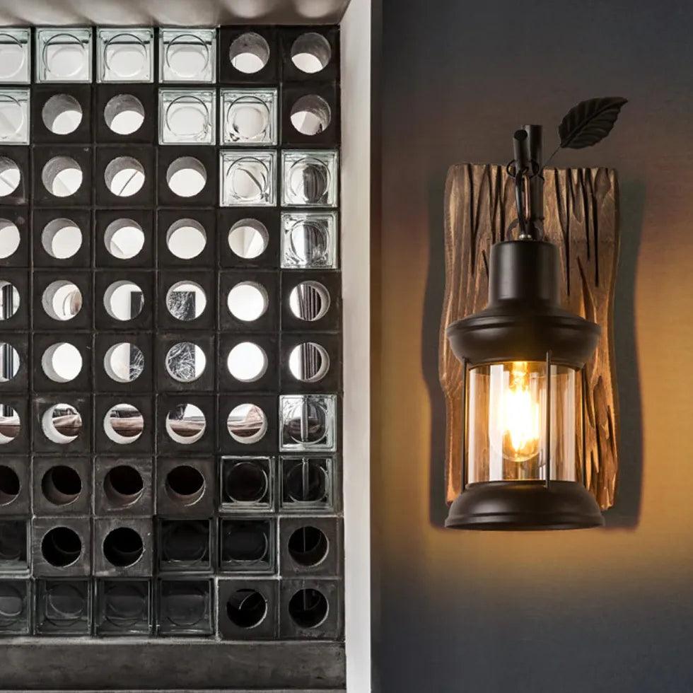 Vintage Wooden Lantern Wall Lights - Handcrafted Rustic Home Decor for Living Room, Bedroom, or Outdoor Patio Lighting