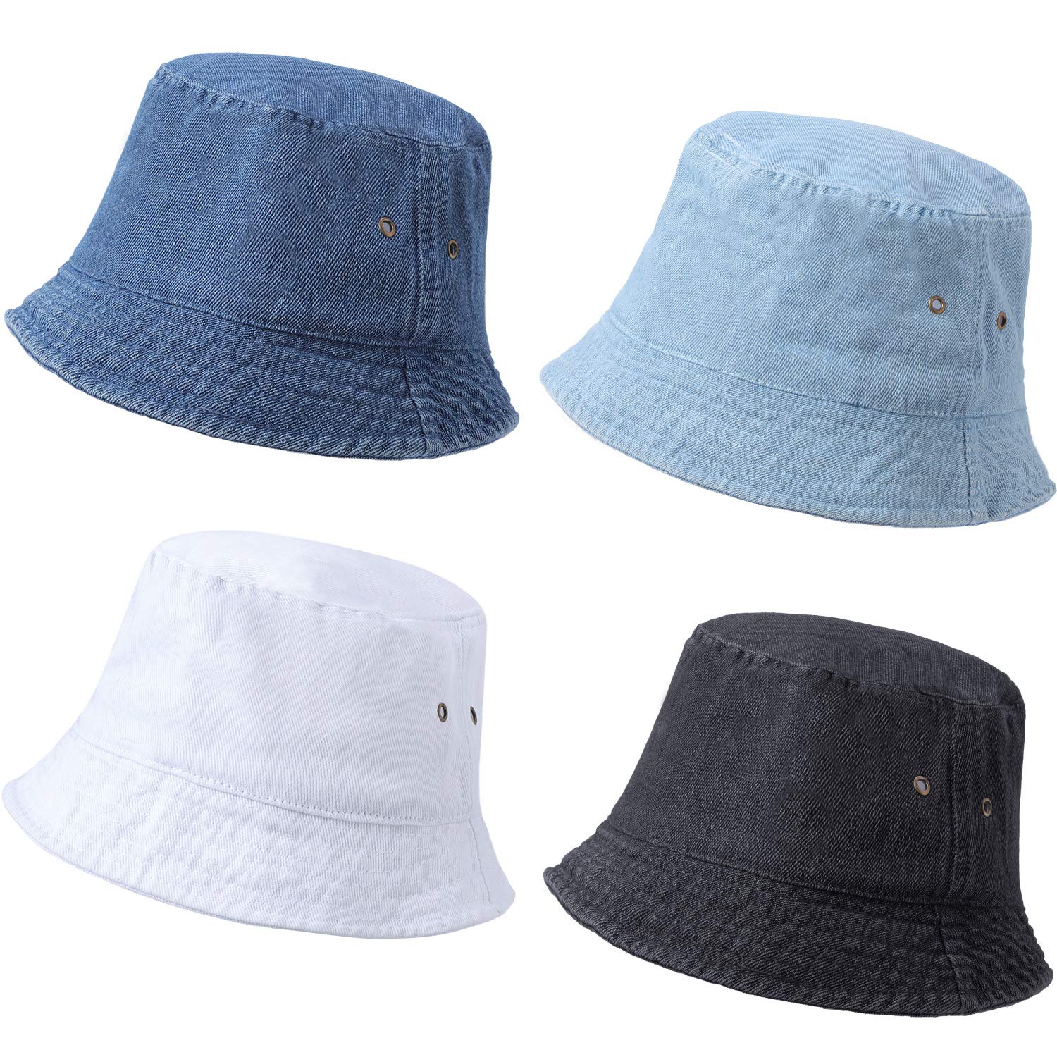 4 Pack Bucket Hats for Men Women & Kids - Foldable Sun Hats for Beach, Fishing & Outdoor Activities - UPF 50+ UV Protection Travel Hat for Summer Vacations