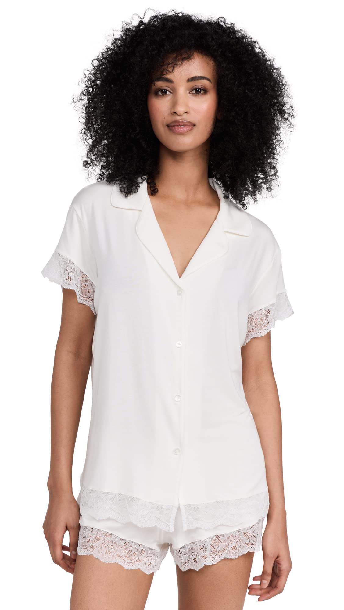 Eberjey Women's Malou Lace Shorts Pajama Set - Soft Sleepwear for Women, Comfortable Lounge Shorts & Top, Breathable Nightwear for Summer, Perfect for Bedtime & Relaxation at Home