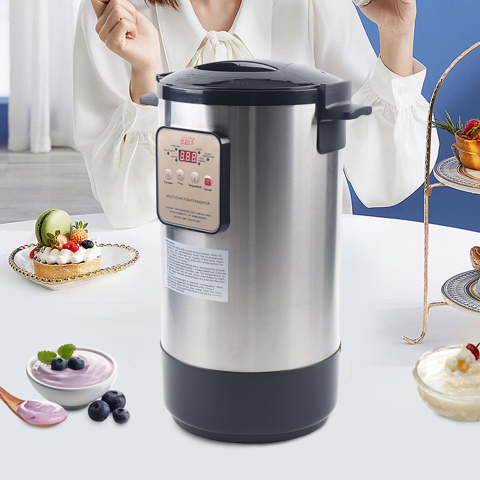 12L Commercial Fermentation Machine - Automatic Yogurt Maker with Temperature Control for Yogurt, Rice Wine & Fruit Vinegar | Perfect for Home Brewing, Bakery & Restaurant Use