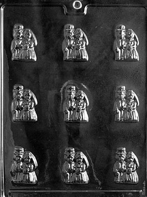 Cybrtrayd Bride and Groom Chocolate Candy Mold Set - Premium Mints Candy Making Kit with Copyrighted Molding Guide - Perfect for Wedding Favors, Bridal Showers & DIY Chocolate Crafts