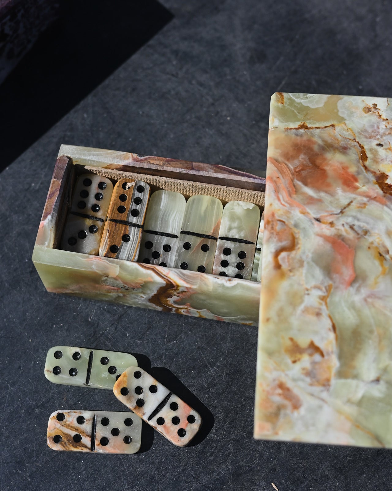 Premium Onyx Domino Set - Classic Black & White Dominoes for Game Nights, Parties, and Family Fun