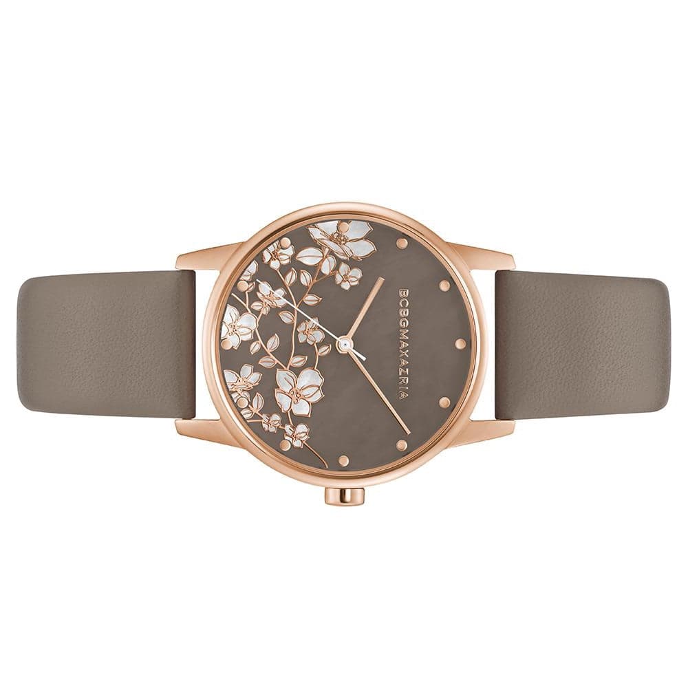 BCBGMAXAZRIA Women's Quartz Brown Floral Leather Watch BG50827001 - Elegant Timepiece for Office, Party & Everyday Wear