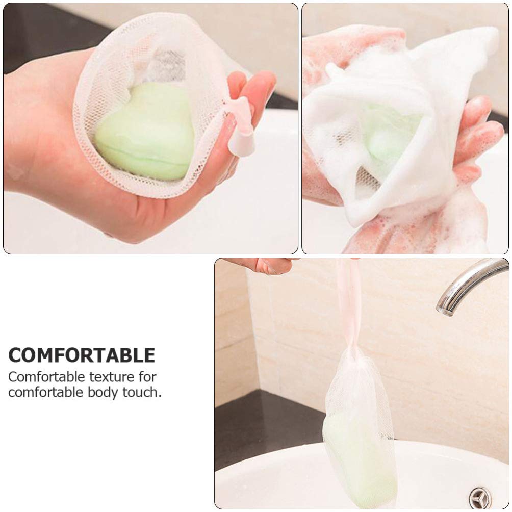 EXCEART 10-Pack Double Layer Mesh Soap Bags with Drawstring - Bubble Foam Net Cleanser, Soap Saver Pouch for Women & Girls (Random Colors) | Perfect for Travel, Bathroom Storage & Eco-Friendly Facial Cleaning