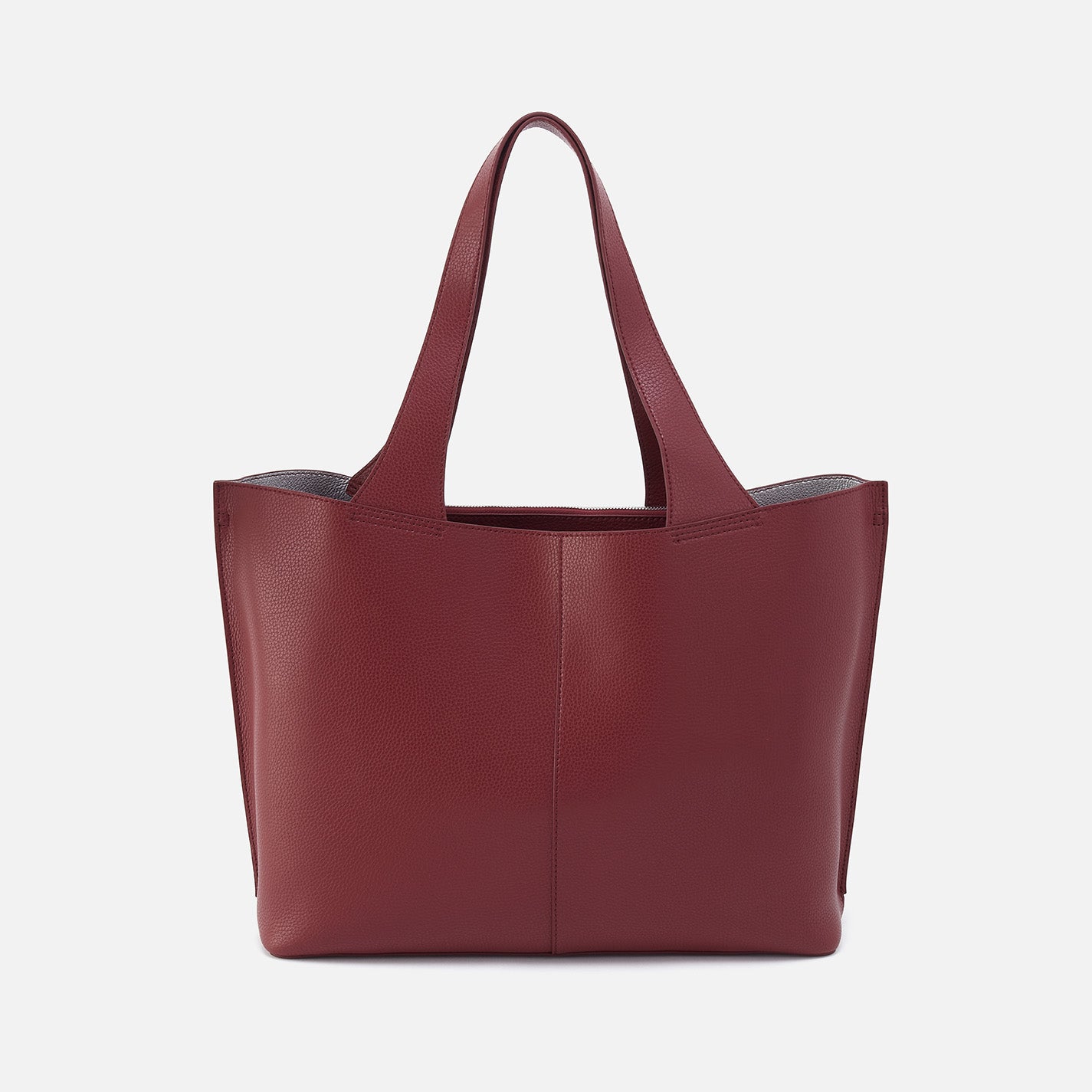 Vida Large Tote Bag in Micro Pebbled Leather - Stylish Port & Silver Women's Handbag for Work, Travel & Everyday Use
