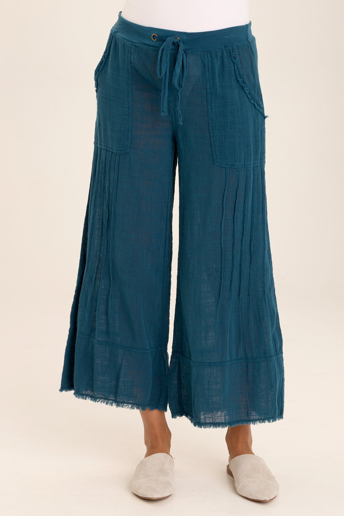 Breathable Ace Gauze Wide Leg Crop Pants - Loose Fit Comfortable Casual Pants for Women | Perfect for Summer, Yoga, Beach & Lounge Wear