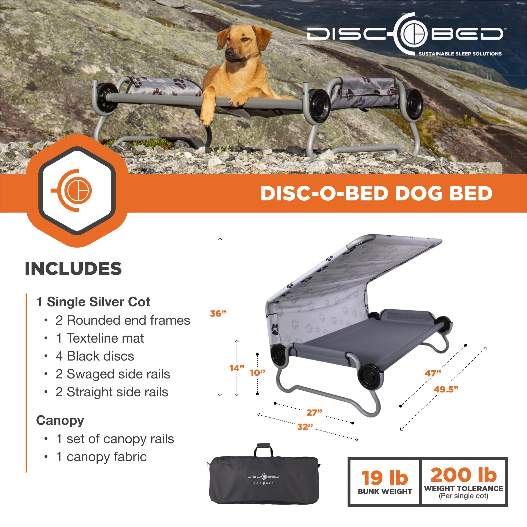 Premium Disc-O-Bed Orthopedic Dog Bed for Large & Medium Dogs - Waterproof & Chew-Resistant - Perfect for Crates, Travel & Home Use
