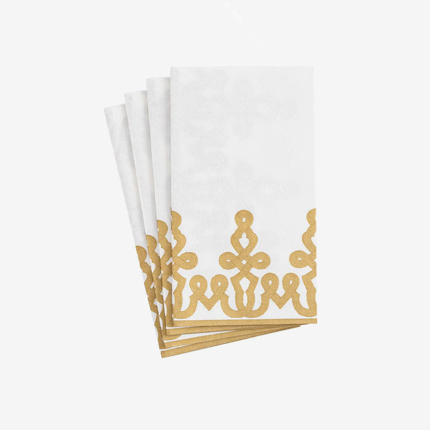 Caspari Dessin Passementerie Napkin Set - Elegant Linen Napkins for Fine Dining, Wedding, and Holiday Table Decor