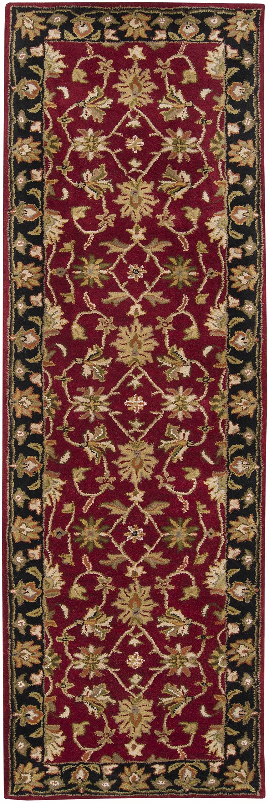 Hauteloom Porthcawl Wool Area Rug for Living Room & Bedroom - Traditional Design in Black, Brown, Red - 2' x 3' - Soft & Durable Floor Decor for Cozy Home Spaces