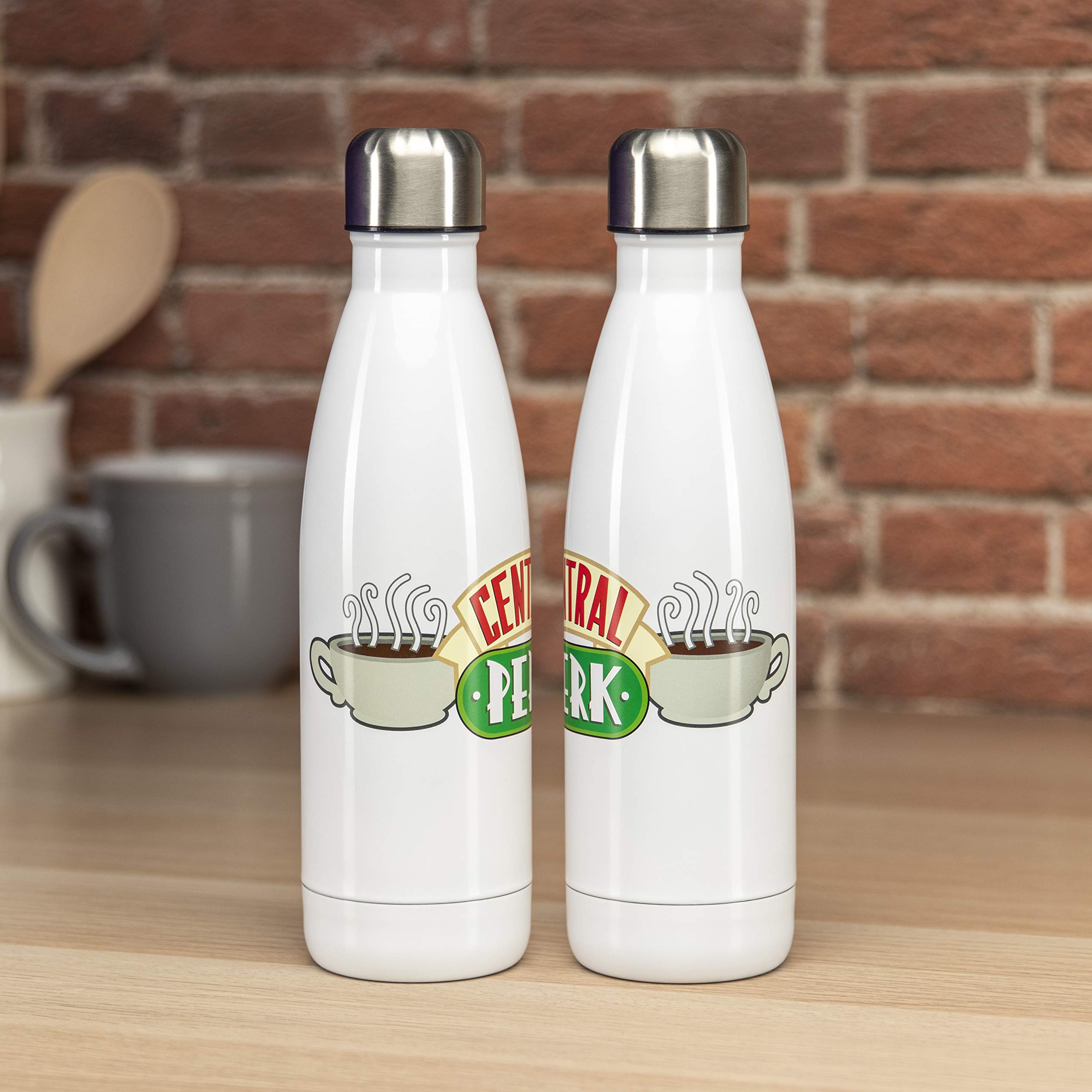 Official Friends Central Perk Large Metal Water Bottle - Insulated Stainless Steel Travel Mug with Leak-Proof Lid - Perfect for Coffee, Tea & Cold Drinks at Home, Office or Gym