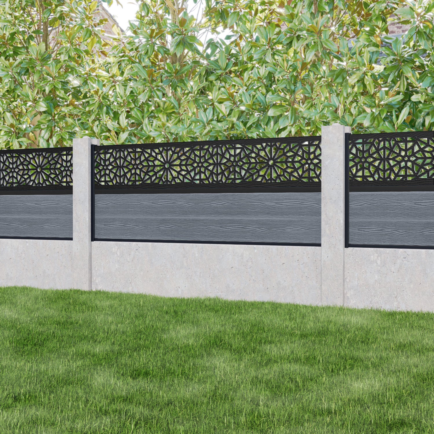 Classic Alnara Fence Panel - Anthracite Grey - Fits Existing Concrete Posts - Perfect for Backyard Privacy, Garden Borders & Property Security