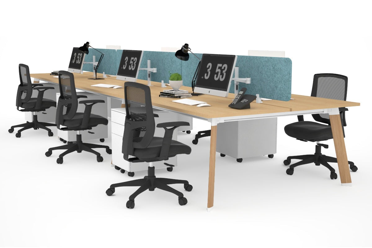 6-Person Wooden Workstation with Imprint Frame - 1600L x 700W Dimensions - Ideal for Office, Conference Room & Collaborative Workspaces