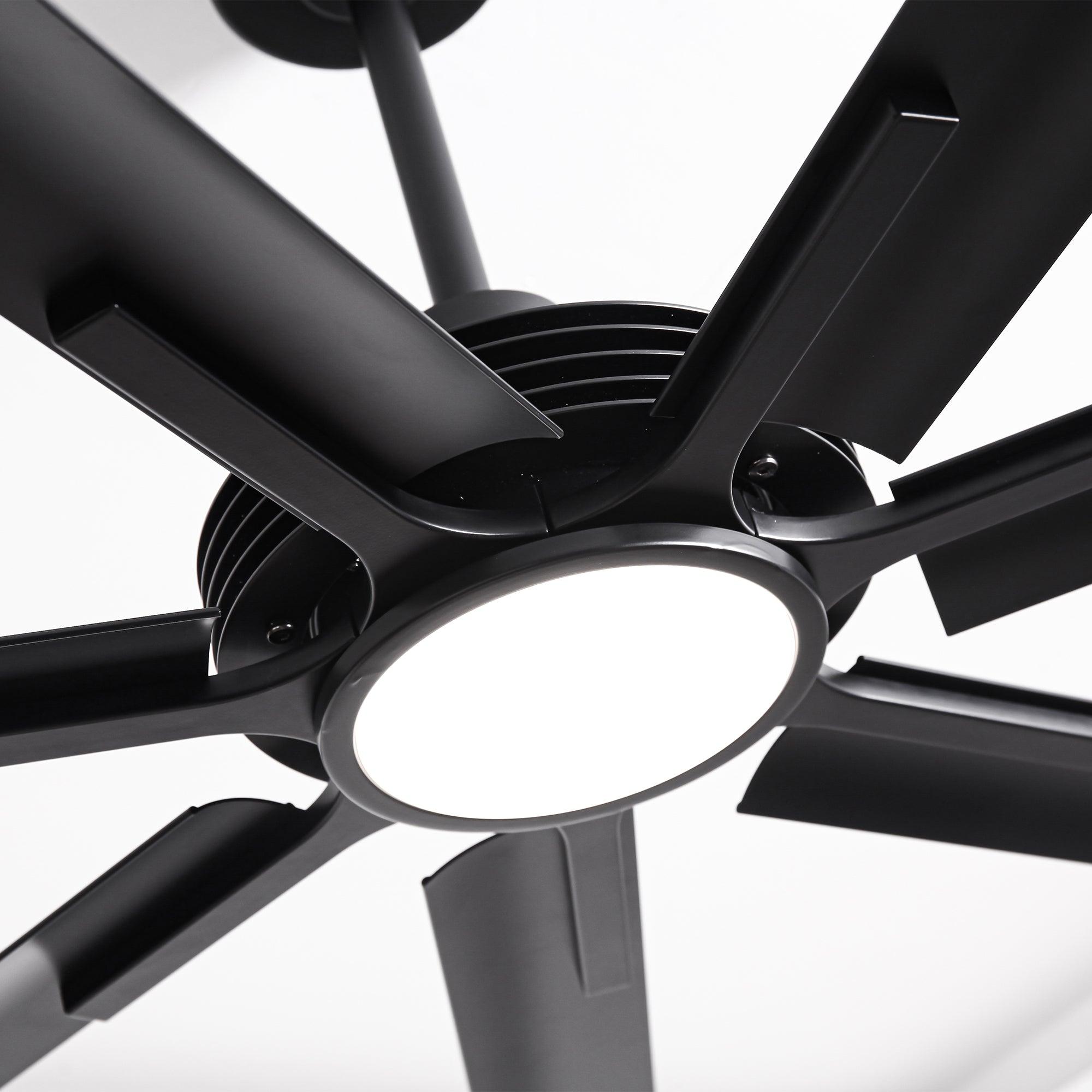84 Inch & 100 Inch Large Black Ceiling Fan with Remote Control - Dimmable LED Light, Quiet Reversible Motor for Living Room, Bedroom, Patio - Energy Efficient Modern Home Cooling Solution