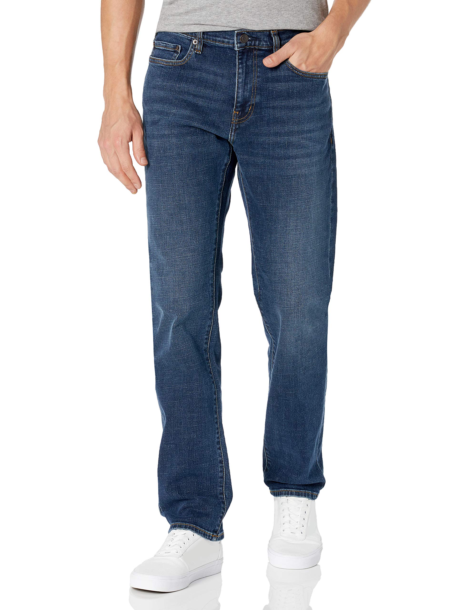 Amazon Essentials Men's Straight-Fit Stretch Jean - Comfortable & Durable Denim Pants for Casual Wear, Work & Everyday Use