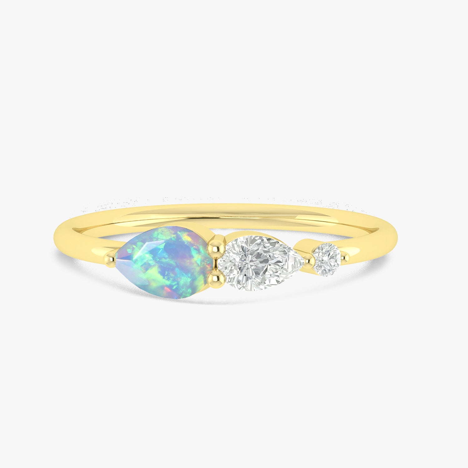Stunning White Fire Opal Pear Three Stone Ring – Elegant 925 Sterling Silver Jewelry for Women, Perfect for Weddings, Anniversaries & Special Occasions