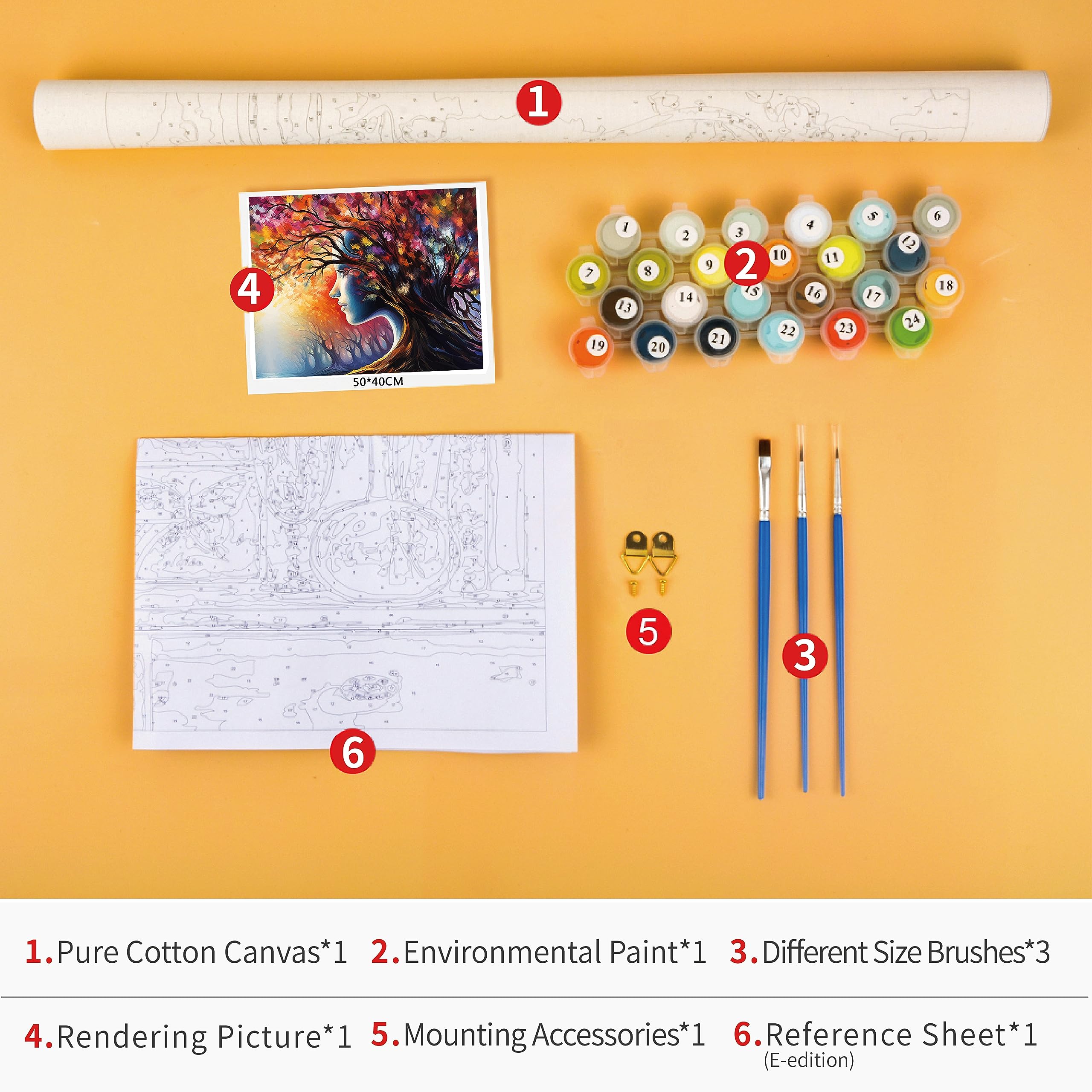 TUMOVO DIY Paint by Numbers Kit for Adults Beginners - Autumn Forest & Abstract Tree Acrylic Painting Set (16x20 Inch) | Home Wall Decor, Stress Relief & Creative Gift Idea