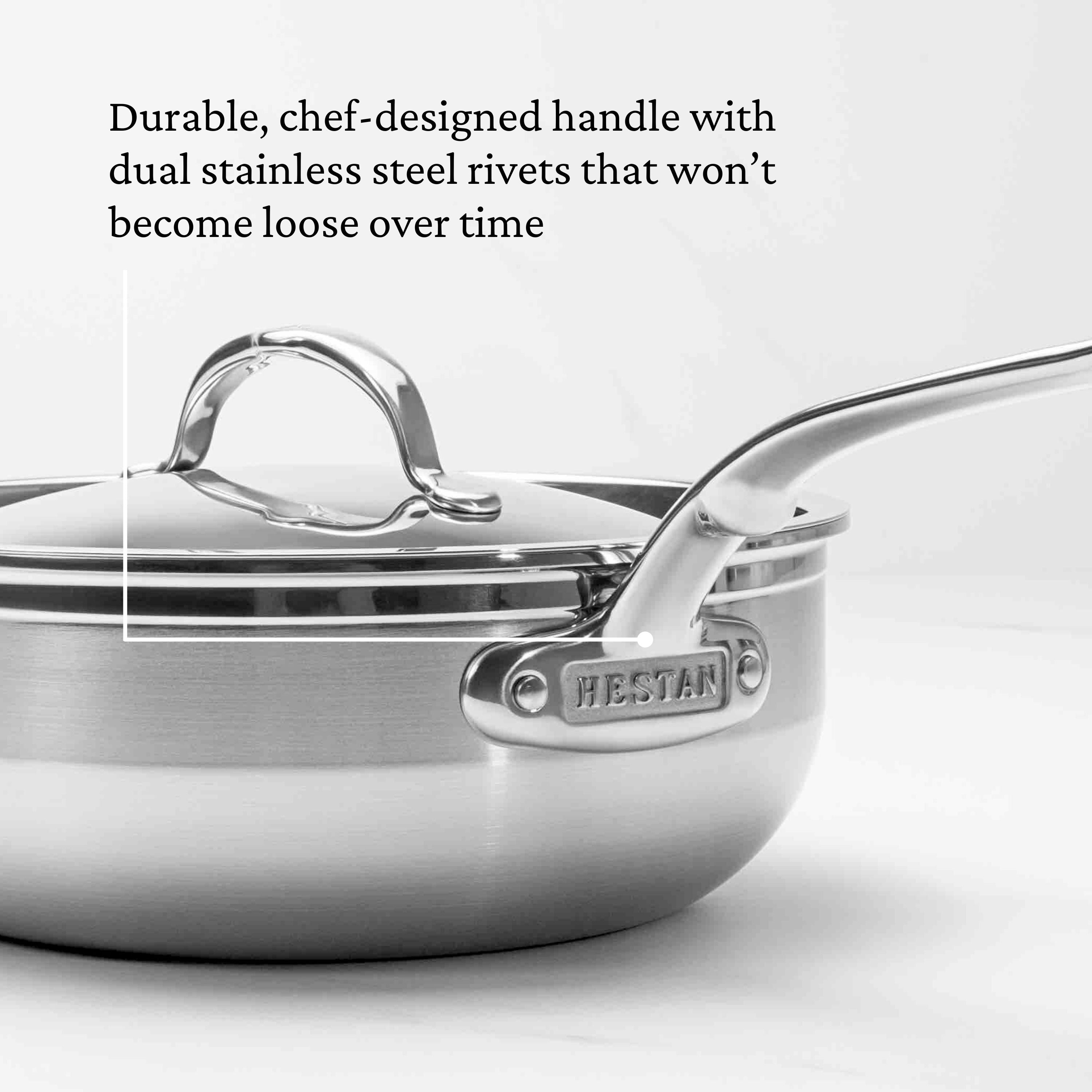 Hestan Probond Nonstick Covered Essential Pan with Helper Handle - 5.0 Quart (28cm) - Premium Cookware for Sauteing, Braising & Everyday Cooking