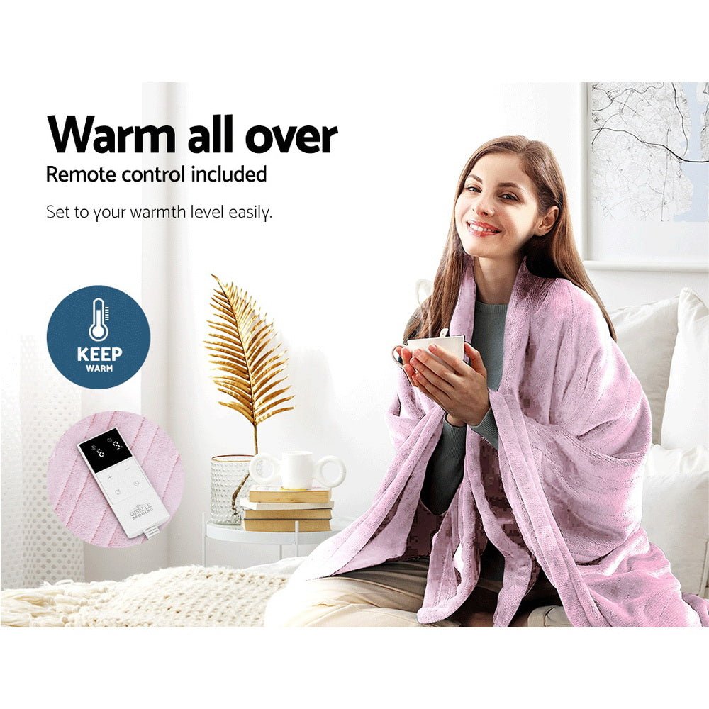 Electric Heated Throw Blanket - Soft Fleece Washable Pink Warming Blanket for Winter - Perfect for Cozy Nights, Sofa Lounging & Bed Comfort