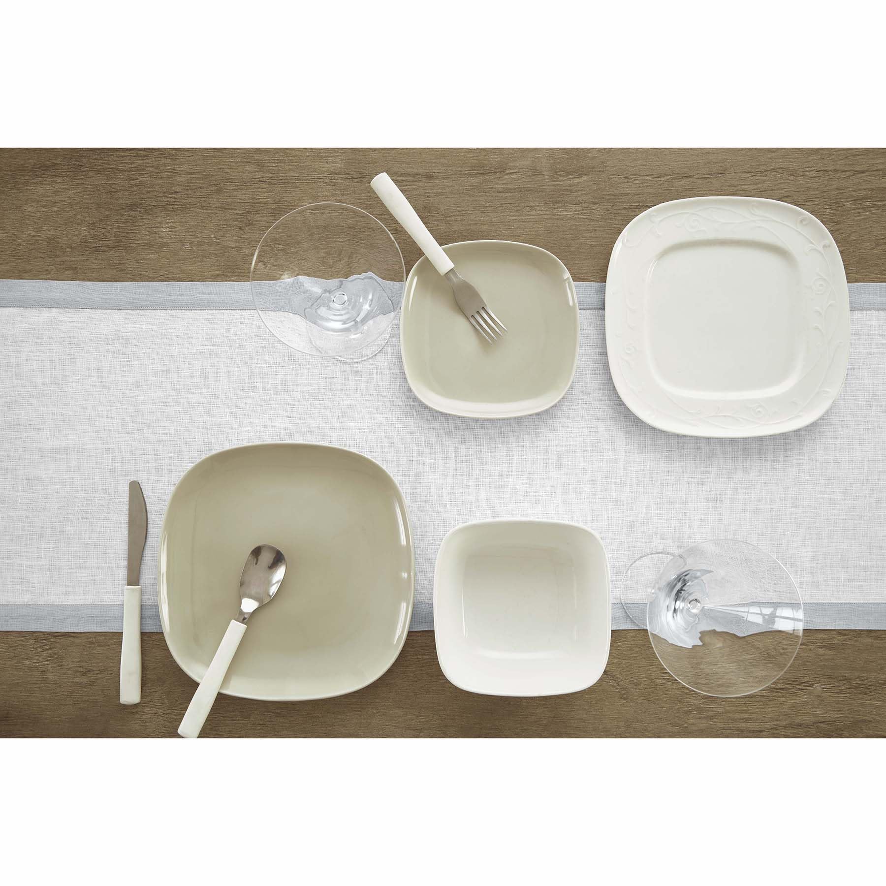 Solino Home 100% Pure Linen Table Runner 14 x 60 Inches - Classic Soft Grey & White Dining Table Decor for Weddings, Dinner Parties, and Coffee Tables