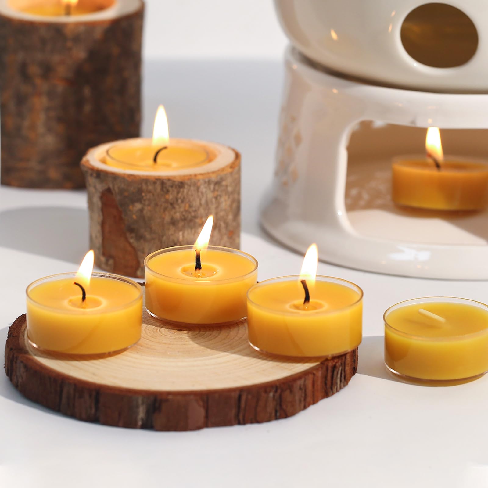 36 Pack Pure Beeswax Tealight Candles - 4 Hour Burn Time, Clean & Even Burning, Smokeless for Relaxation & Air Purification - Perfect for Meditation, Spa, Aromatherapy & Home Decor