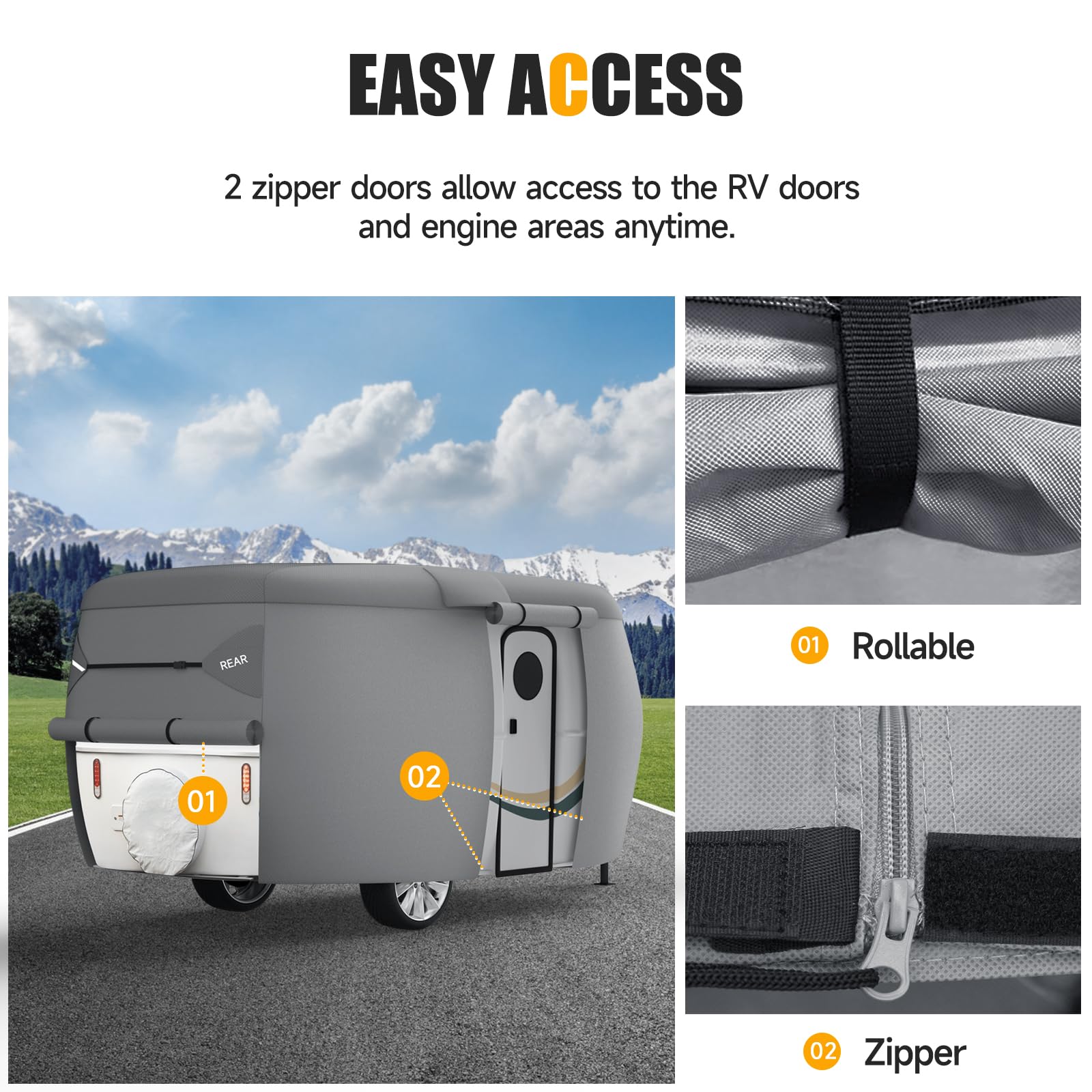 7-Layer Fiberglass RV Travel Trailer Cover - Waterproof, Tear-Resistant Camper Cover for 8'-10' Trailers | All-Weather Protection for Motorhomes, Campers & Outdoor Adventures