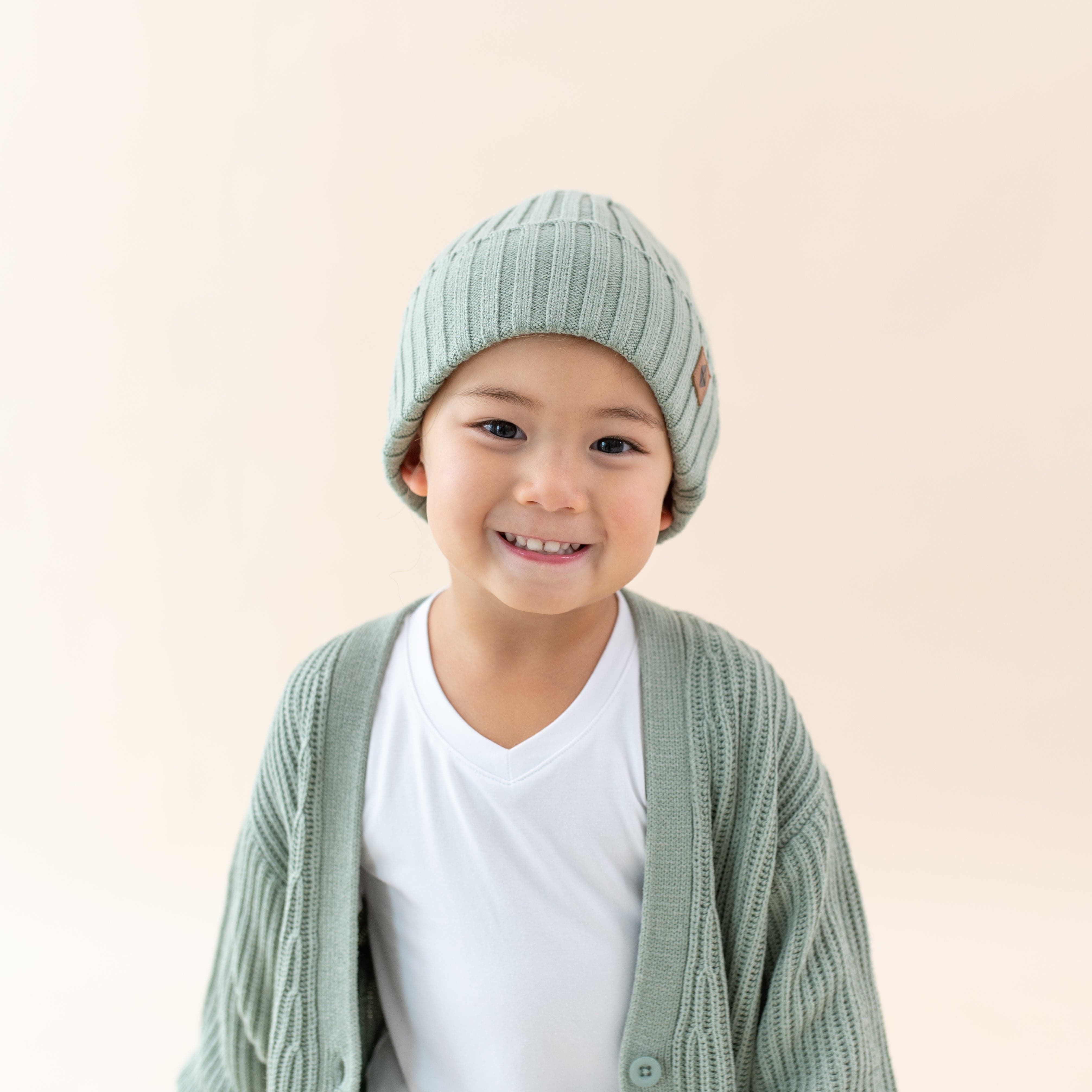 Chunky Knit Ribbed Beanie for Women & Men - Soft Winter Hat in Thyme Green - Warm Cable Knit Beanie for Cold Weather, Outdoor Activities & Casual Style