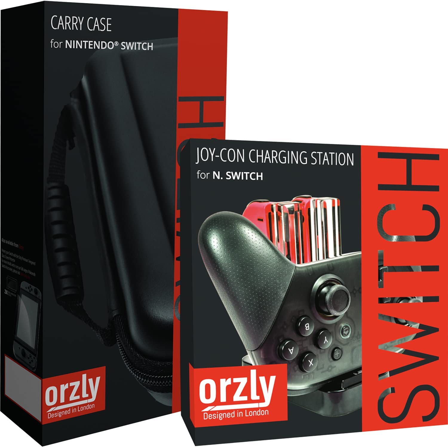 Orzly Midnight Blue Travel Carry Case & Joy-Con Charging Dock for Nintendo Switch & OLED Model - Portable Protective Storage & Controller Charging Solution for Gaming On-The-Go