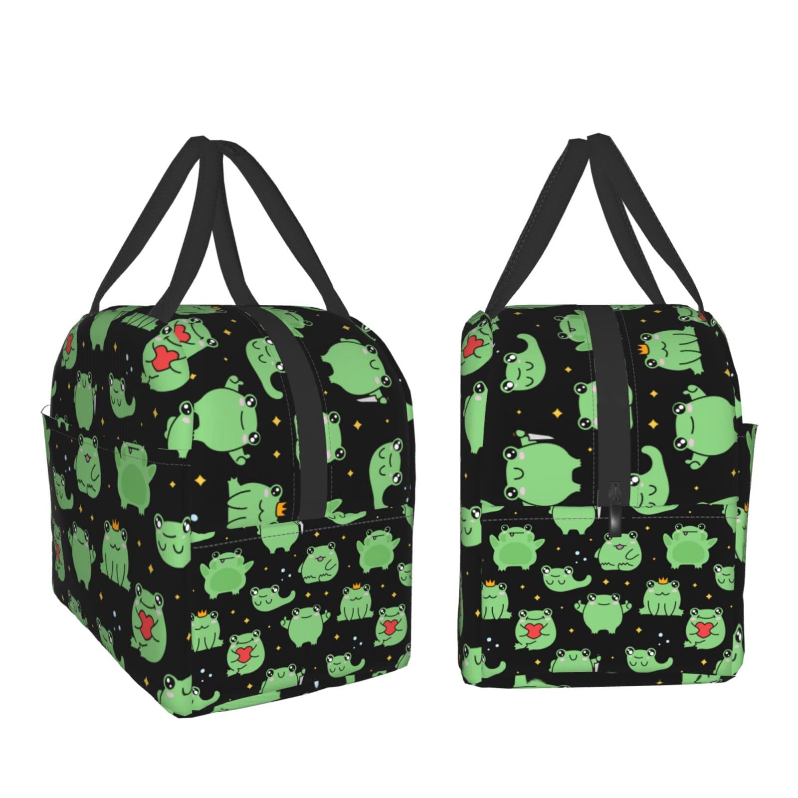 Insulated Lunch Box with Frog, Heart & Stars Design - Reusable & Portable Meal Container for Men & Women - Perfect for Work, Travel, Picnic & School Lunch