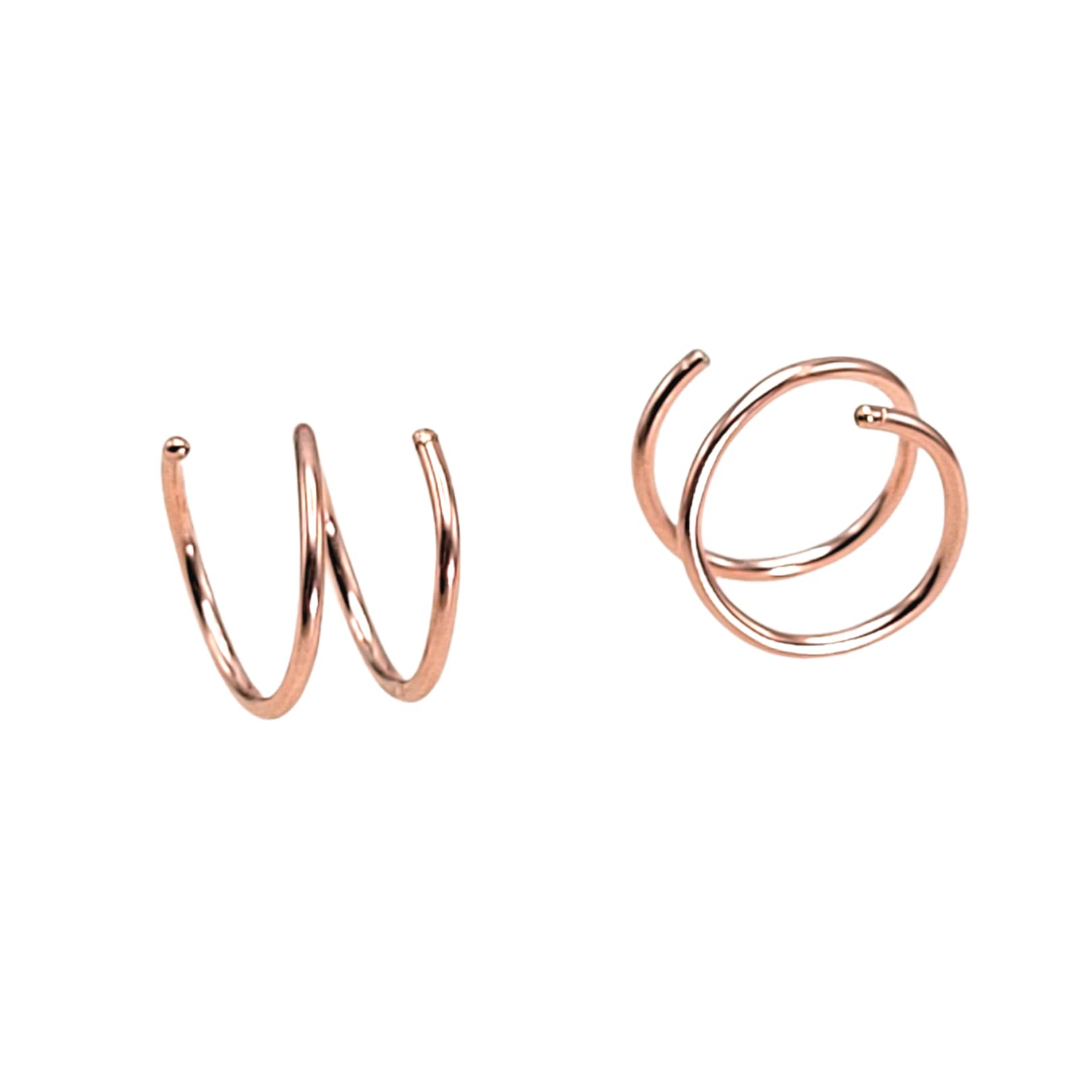 14K Rose Gold Filled Double Twist Hoop Earrings for Women - Single Piercing Spiral Cartilage Earrings | Dainty Everyday Jewelry for Work & Date Night