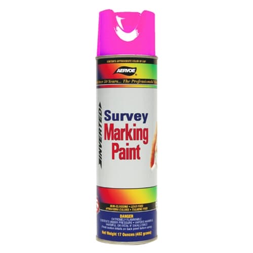 Aervoe 229 17 oz. Fluorescent Pink Survey Marking Paint - High Visibility, Fast Drying for Construction, Landscaping & Utility Marking